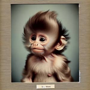 Adorable Monkey with Unique Hair | Yearbook-Inspired Portrait