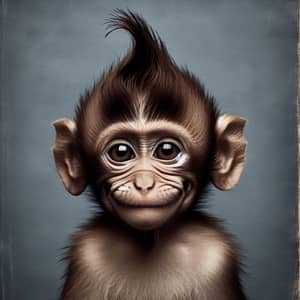 Playful Monkey with Tuft of Hair | Yearbook Photo Background