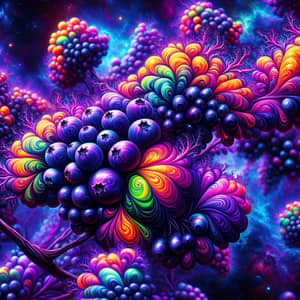 Psychedelic Elderberries: Vibrant Colors in Cosmic Harmony
