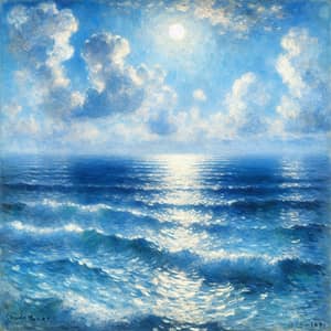 Serene Ocean Impressionist Painting
