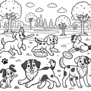 Playful Dogs Coloring Page for Kids - Fun Dog Breeds to Color