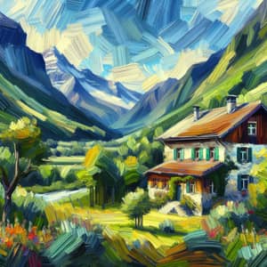 Beautiful House in Verdant Nature | Impressionist Art