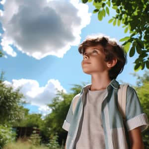 Young Boy Under Shady Cloud | Nature Park Scene