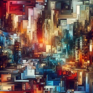 Urban Schizophrenia Art: Fragmented Cityscape in Kaleidoscope Colors
