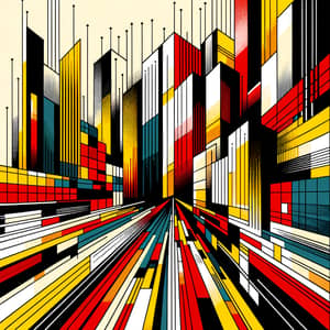 Vibrant City Life: Abstract Composition with Geometric Shapes
