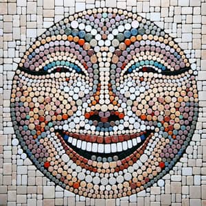 Joyful Mosaic Art: Smiling Face with Circular Tiles