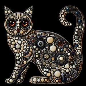 Unique Mosaic Cat Art: Circular Tiles