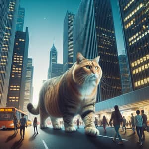 Gigantic Urban Cat Strutting through Cityscape