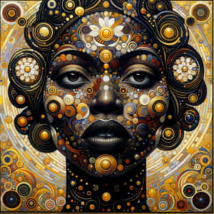 Symbolist and Vienna Secession-inspired Black Woman Portrait