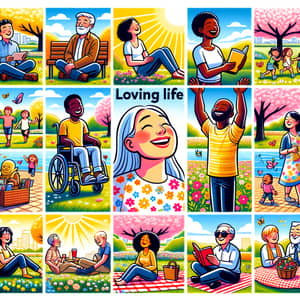 Loving Life - Diverse Community Embracing Joyful Moments