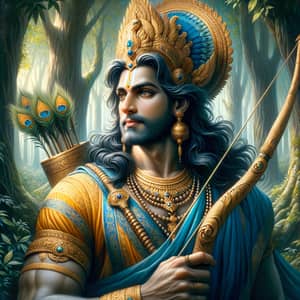 Artistic Representation of Lord Ram in Royal Blue Attire