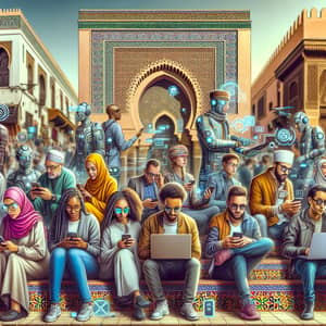 Digital Communication Scene in Vibrant Morocco Streets