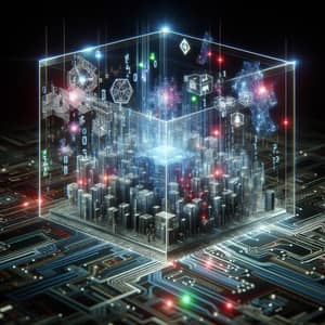 3D Rendering & Artificial Intelligence Image: Futuristic Cityscape & Circuit Board
