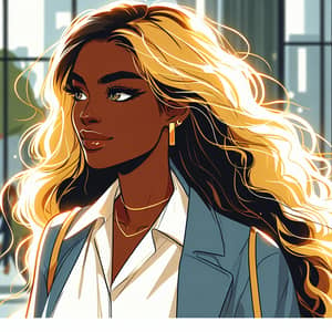 Dark Skin Woman with Golden Hair Illustration