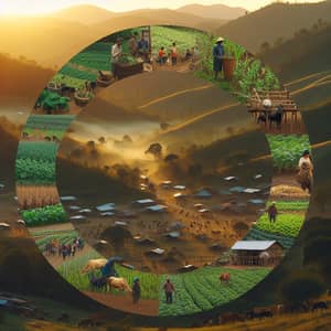 Sustainable Farming Community at Early Sunset | Agriculture & Biodiversity