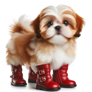 Adorable Shih Tzu Puppy in Little Boots | Heartwarming Image