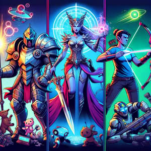 Epic Game Character Banner | Knight, Sorceress, Elf, Cyborg