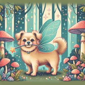 Whimsical Fairy Dog Illustration | Enchanted Graphic Design