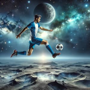 Caucasian Male Soccer Player in Outer Space | Extraordinary Football Moment