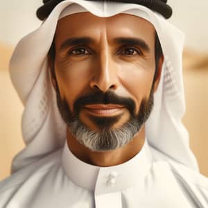 45-Year-Old Saudi Man in Traditional Garb: Symbol of Pride and Wisdom
