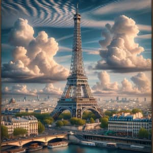 Eiffel Tower in Paris | Stunning Bronze Lattice Tower in Azure Sky