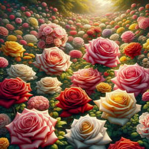 Enchanting Garden of Colorful Roses - Symbolism and Beauty