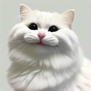Beautiful White Cat with Big Smiley Face