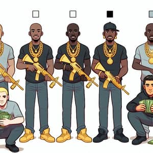 Golden Chains and Cash: Powerful Image of Seven Individuals