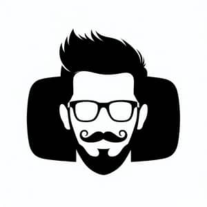 Unique Youtube Logo Silhouette with Young Man - Beard & Mustache