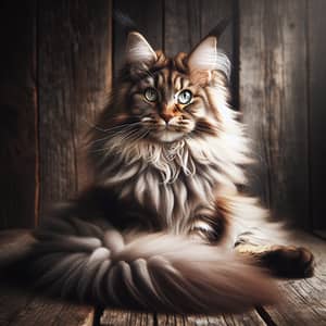 Majestic Maine Coon Cat | Fluffy Tail & Green Eyes