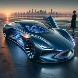 Futuristic Concept Car in Metallic Blue | Aerodynamic Design