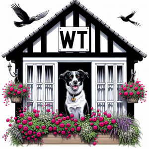 Creative Black and White Mischief House with WTH Sign
