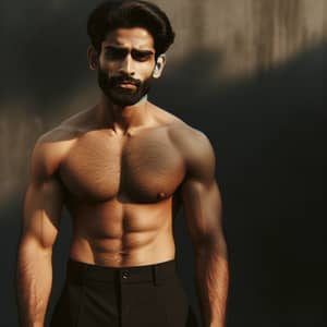 Confident South Asian Man in Black Pants | Athletic Build