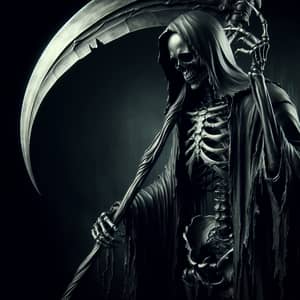 Macabre Skeleton Warrior with Dark Cloak & Scythe