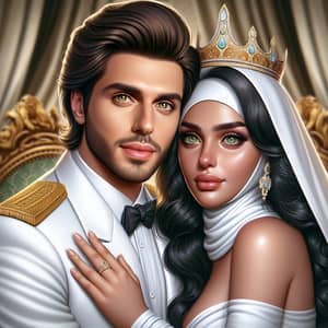 Famous Male Singer Embracing Arab Female in Royal Setting