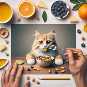 Cat Eating Food Image