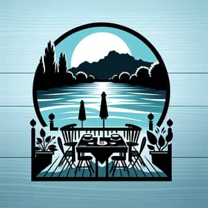 Lot River Restaurant Logo Design: Sky Blue & Black Theme