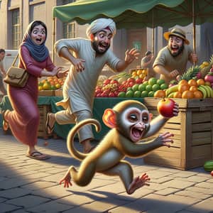 Mischievous Monkey Stealing Food | Funny Market Chase Scene