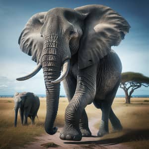 Majestic Elephant in African Savannah