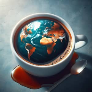 Earth Day Coffee Art: World Image in a Cup