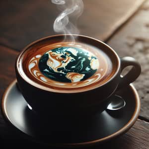 Earthy Latte Art: A Cup of Coffee Resembling Earth