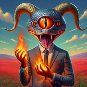 One-Eyed Snake in Professional Business Suit | Fantasy Creature