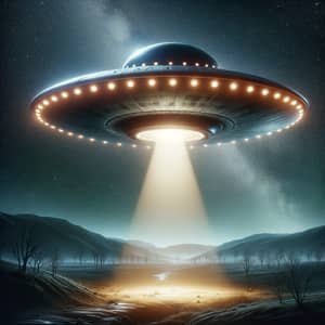 Night Sky UFO: Saucer-shaped Craft with Glowing Dome