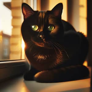 Sleek Black Cat in Golden Afternoon Light
