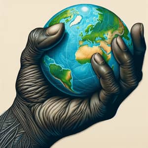 Intricate Hand Holding Vivid Globe Depicting Global Unity