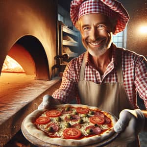 Masterful Pizza Maker Creating Delightful Traditional Pizza