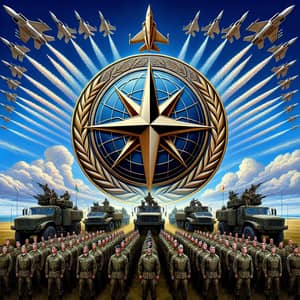 International Military Alliance Emblem with Compass Design Element