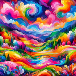 Vibrant Abstract Landscape Painting | Bold Color Mix