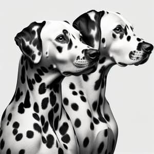 Detailed Black and White Photo of Two Dalmatians