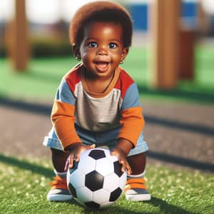 African Toddler Playing Football - Joyful Sports Moment